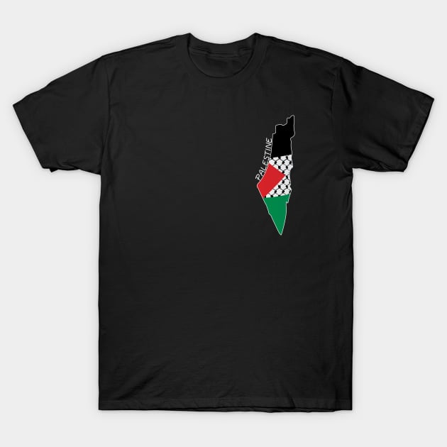 Palestine Flag Map Design with Palestinian Kufiya Pattern - WHT T-Shirt by QualiTshirt